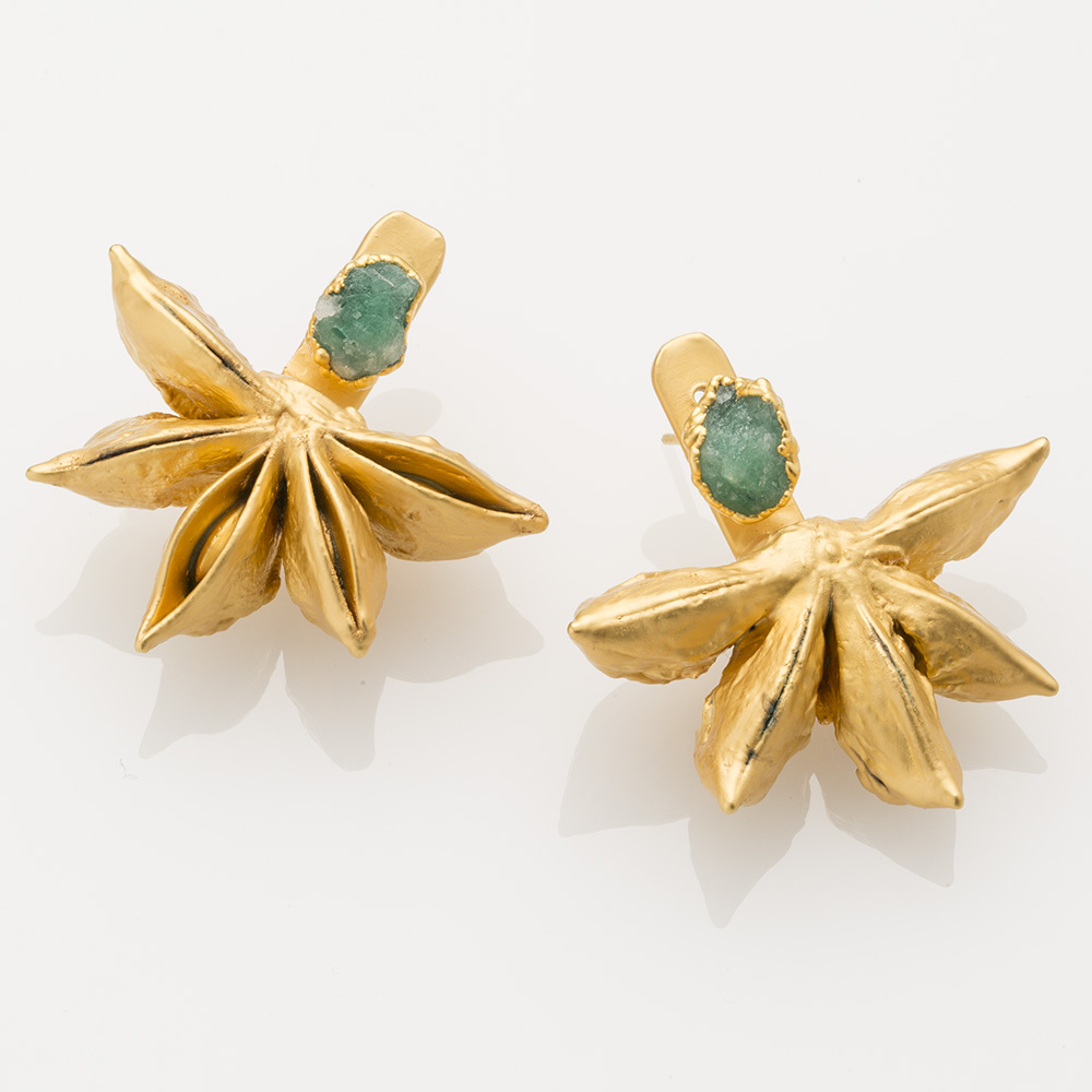 Star Anise EarJacket and Rough Emerald
